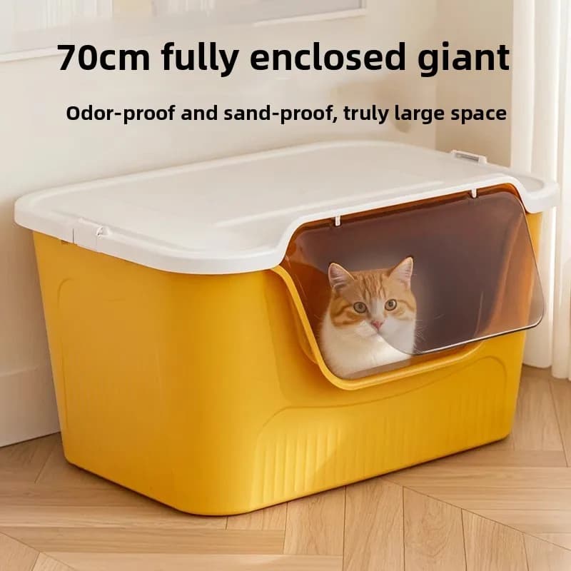 Lettiera per Gatti Gigante Chiusa, Extra Large, Ultra Grande, Monopezzo, Sicura per Maine Coon, Anti-Schizzi, Vassoio Enorme, Toilette per Gatti