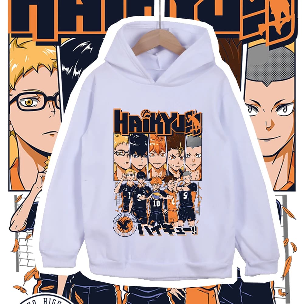 Haikyu Characters Print Kids Cotton Hoodie Anime Clothing Unisex Boys Girls Casual Sweatshirt for Children 100-160cm