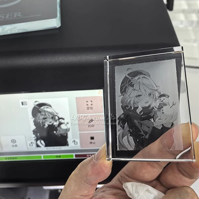3D Crystal Block Engraving Machine, Display Model, for Glass, Laser Marking Machine Green 1W, with Computer/Telephone Integrated