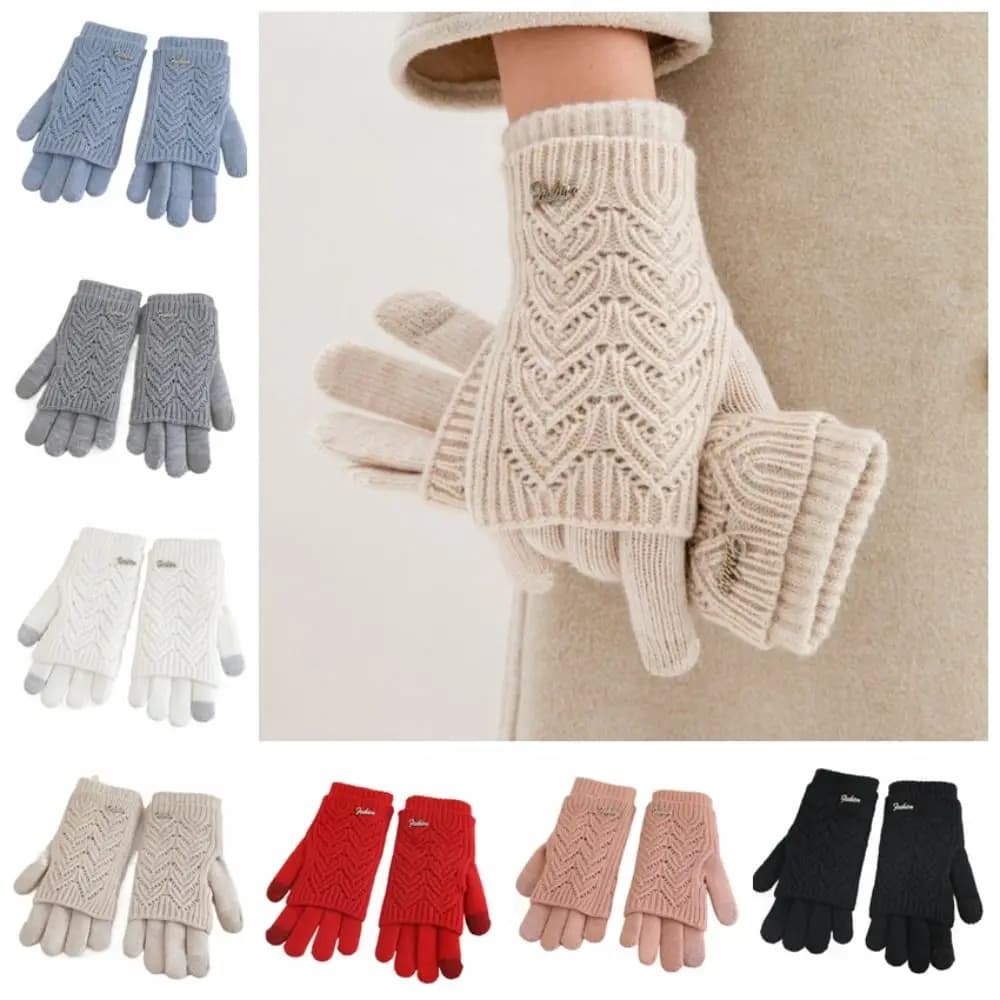 Guanti in maglia alla moda a doppio uso, caldi, touchscreen, a cinque dita, anti-freddo, ispessiti, per ciclismo, invernali