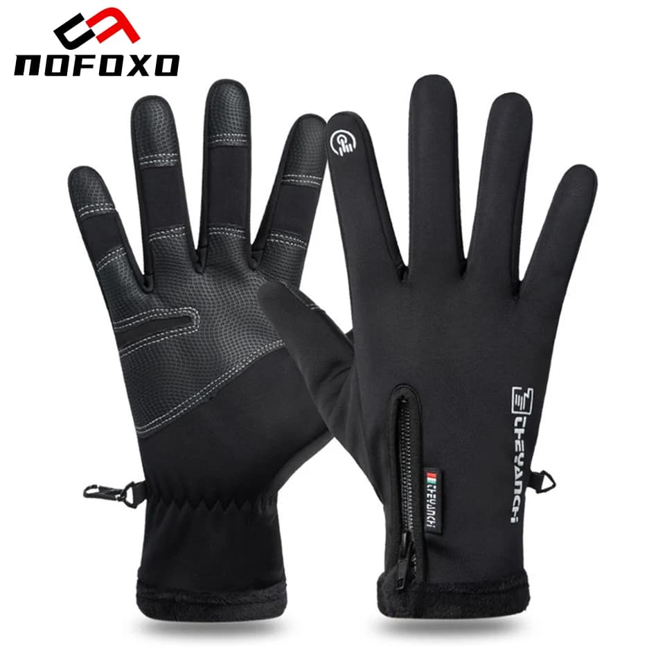 NOFOXO Waterproof Outdoor Wear Resistant Outdoor Fishing Gloves Winter Warm Gloves with Tiltable fingers Cycling Touch screen Non-slip Cycling