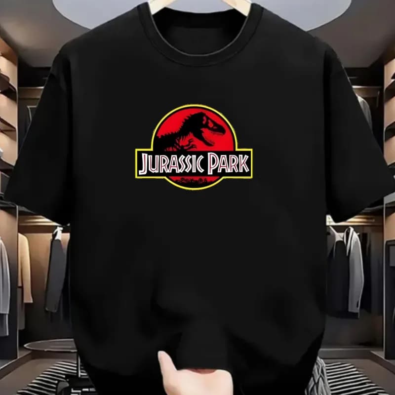 T-shirt Jurassic Park per uomo e donna, in cotone stampato, casual e divertente, a maniche corte, fresca per l'estate, con stampa 'Jurassic World'