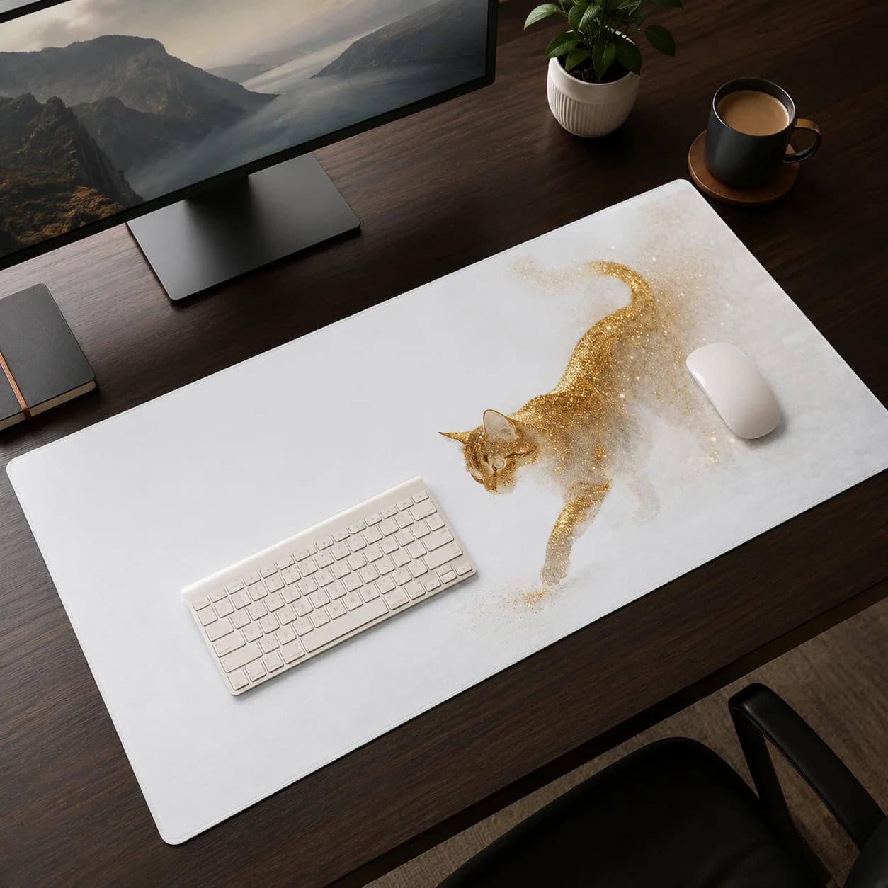 Tappetino per mouse da gaming Golden Cat, stampa su richiesta, personalizzato, per computer domestico, XXL, tappetino per tastiera, in gomma naturale morbida, tappetino da tavolo