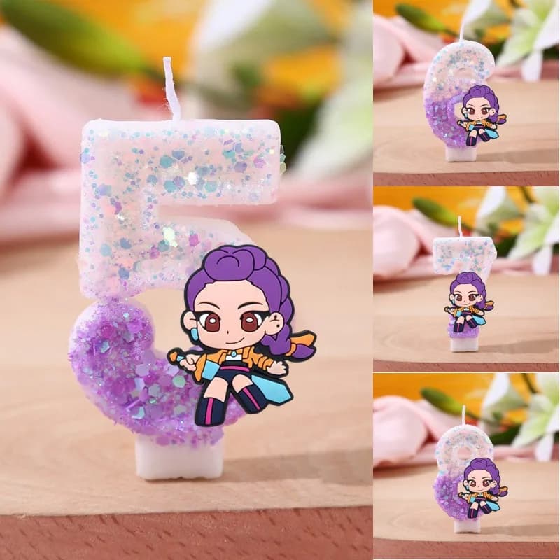 Kpop Demon Hunters Number 3D Candles 0-9 Baby Shower Anime Birthday Cake Decoration Holiday Supplies Theme Decorations