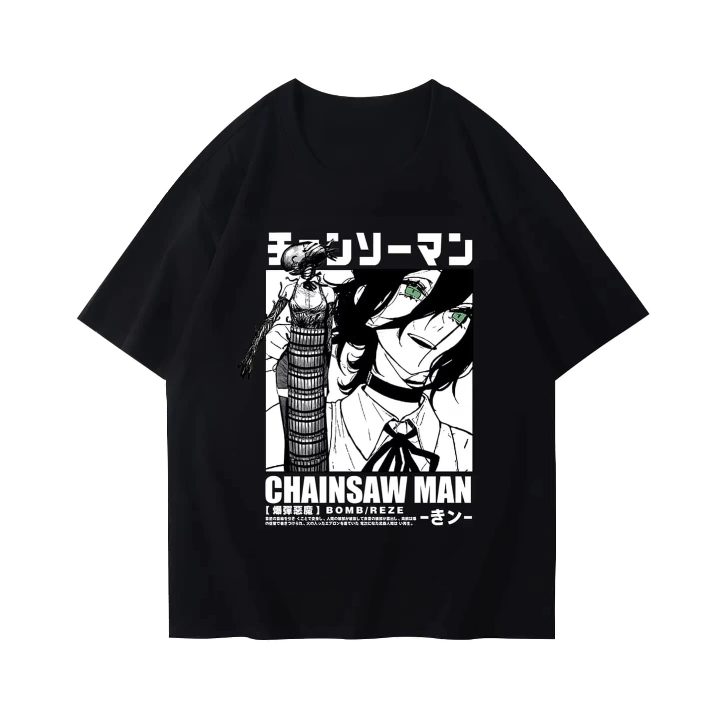 Nuova T-shirt Chainsaw 2026 Autunno/Inverno, Merchandise Bomb Devil Reze, Maglietta Nera a Maniche Corte Stile Anime Giapponese
