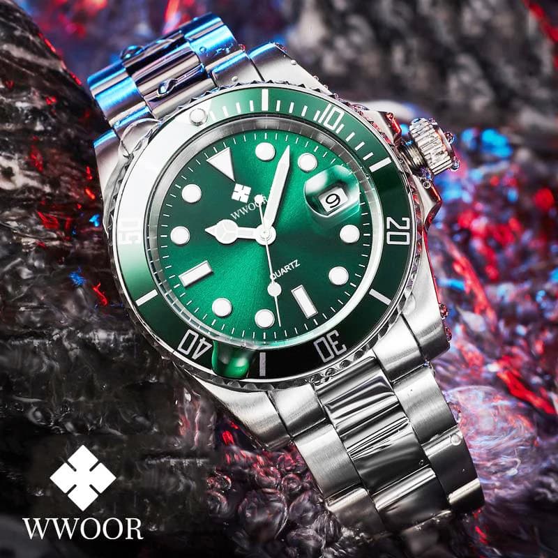 WWOOR Orologi da uomo 2024 di Lusso in Acciaio Pieno Impermeabile Automatico Data Orologio da Uomo al Quarzo Diving Sport Orologio da Polso Relogio Masculino