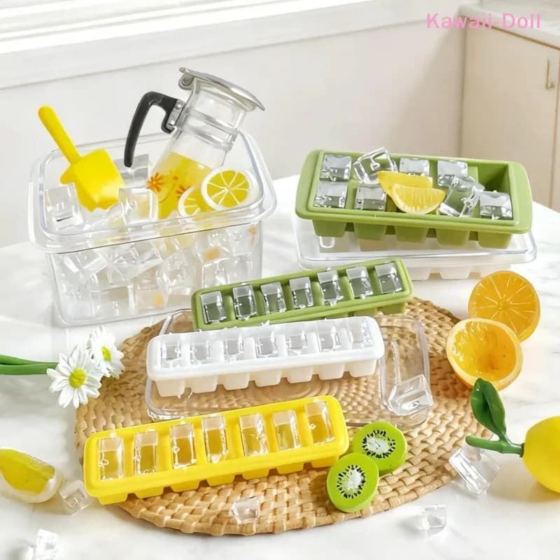 1 Set 1/6 Dollhouse Miniature Mini Ice-making Box Ice Storage Box With Ice Shovel Model Doll Accessories Food Play Decoration