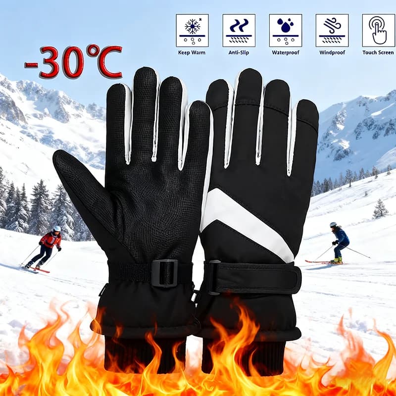 Guanti da equitazione invernali per moto per sci all'aperto unisex Guanti spessi in peluche impermeabili Touch Screen Attrezzatura da alpinismo