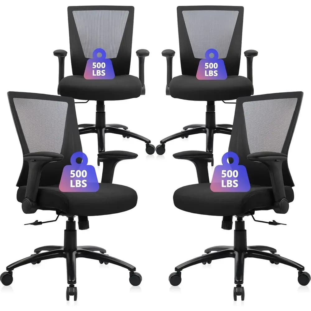 500lbs Big and Tall Oice Chair Heavy Duty Ergonomic Mesh Desk Chairs with Wide Thick Seat Cushion and Adjustable Armrests or Hom
