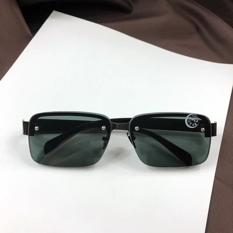 Frameless square glass, sun protection and UV protection, advanced driving glasses, metal sunglasses