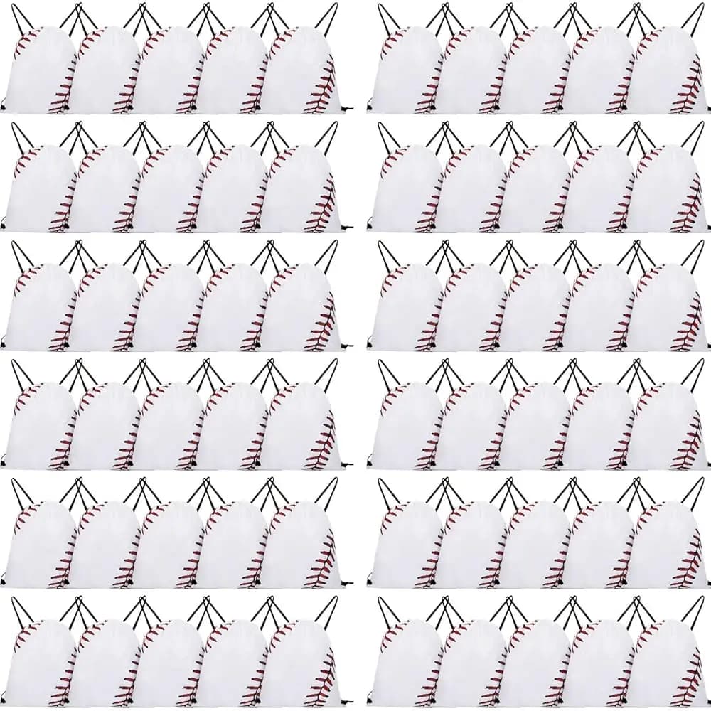 Sacche con coulisse per baseball, sacchetti regalo per feste a tema baseball, per palestra e squadre sportive (60 pezzi)