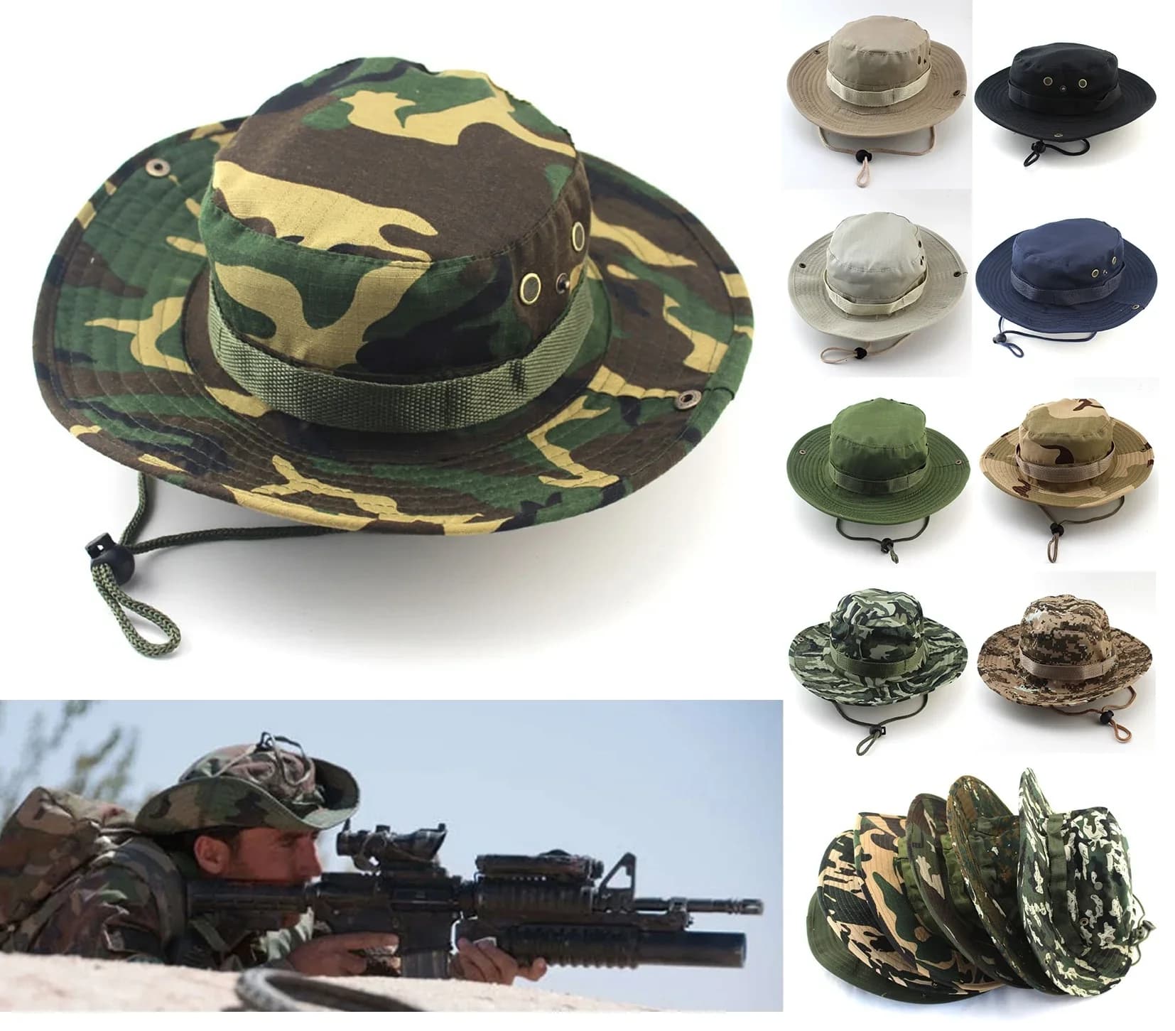 Outdoor Bush Boonie Caps Jungle Camo Bucket Fishing Hats