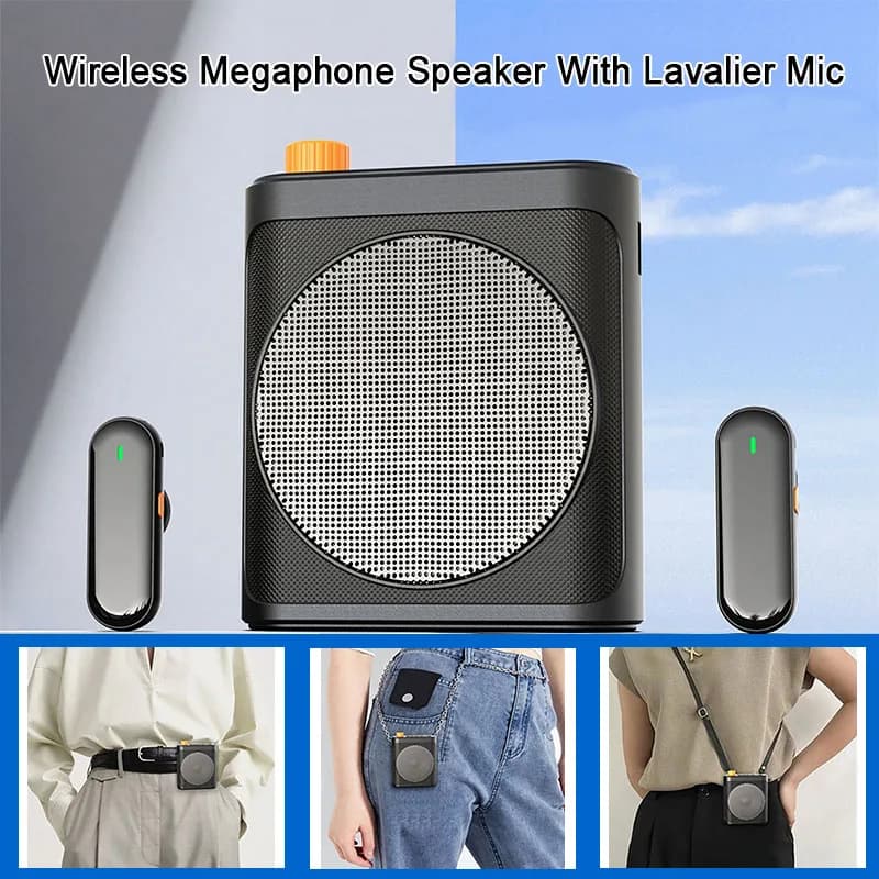 Portable Voice Amplifier with Microphone Lavalier Mini Wireless Bluetooth Speaker for Teachers Guides Coach Trainers