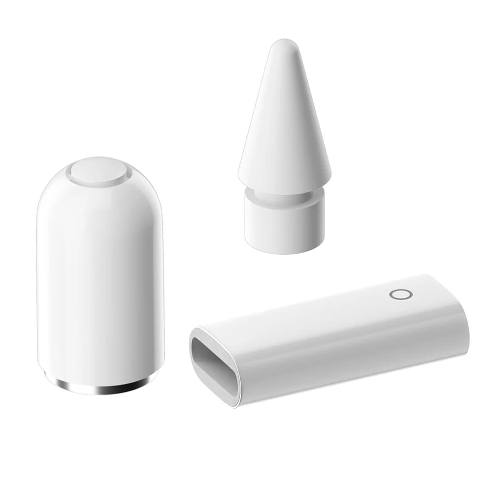 Adattatore di ricarica 3 in 1 Tappo per matita magnetica Set di pennini per stilo Sostituzione chip intelligente integrato leggero per Apple Pencil 1