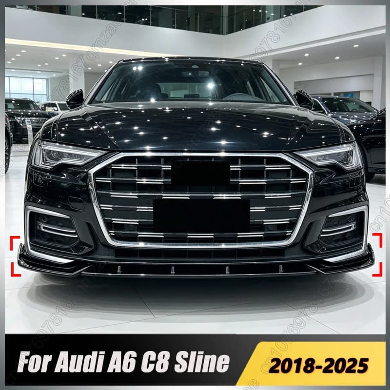 For Audi A6 C8 Sline 2018-2025 High Quality ABS 3PCS Front Bumper Lip Spoiler Splitter Diffuser Body Kits Car Accessories