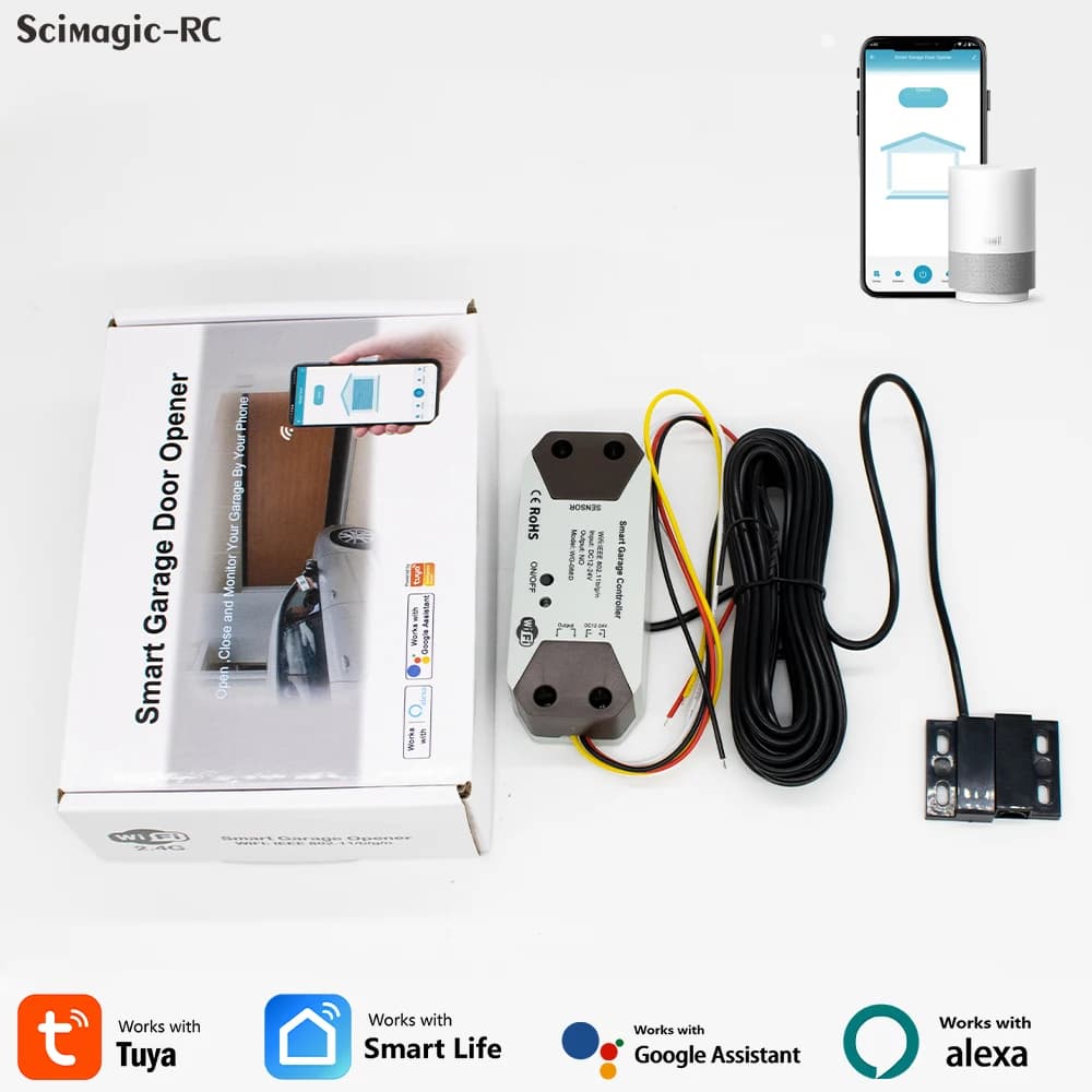 Tuya WiFi Smart Porta Del Garage Controller DC 12V ~ 24V Apri Monitoraggio in tempo reale dello stato della porta Controllo vocale Funziona con Alexa