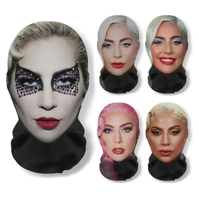 3D Stampato Divertente Maschera Cosplay Cantante Pop Lady Gaga Full Face Maglia Elastica Maschere Traspiranti Passamontagna Copricapo Fan Puntelli