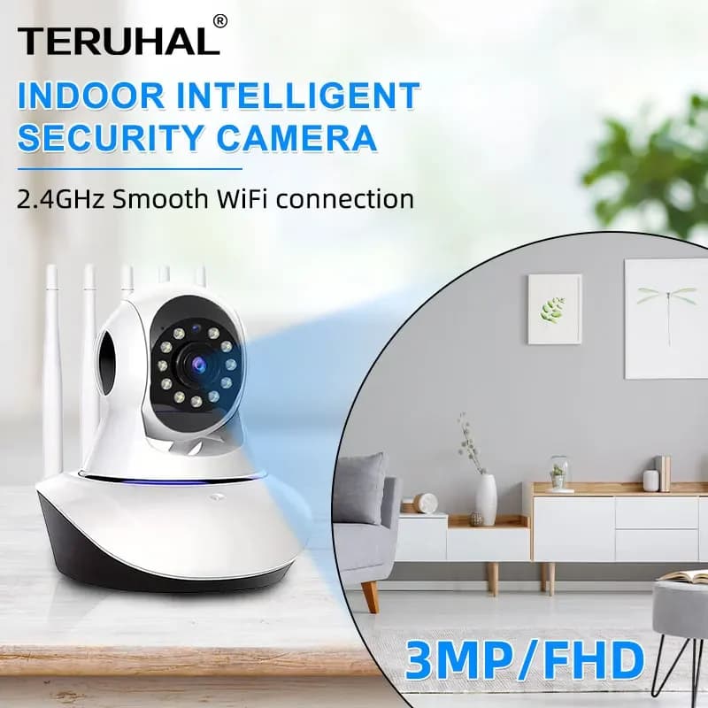 Telecamera IP WiFi 2.4G Smart Home con Audio Bidirezionale, Rotazione e Inclinazione, Sorveglianza Wireless per Interni, Monitor per Bambini