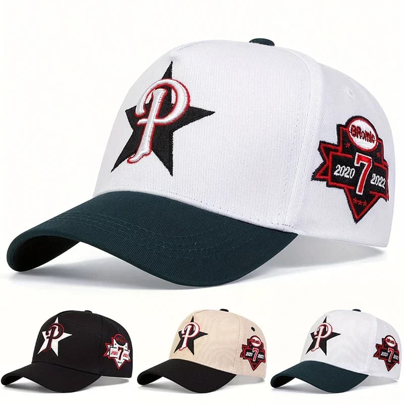 Cappellini da Baseball Unisex con Ricamo Lettera P, Regolabili per Primavera e Autunno, Cappelli Casual da Esterno, Cappello Parasole, Berretto Sportivo