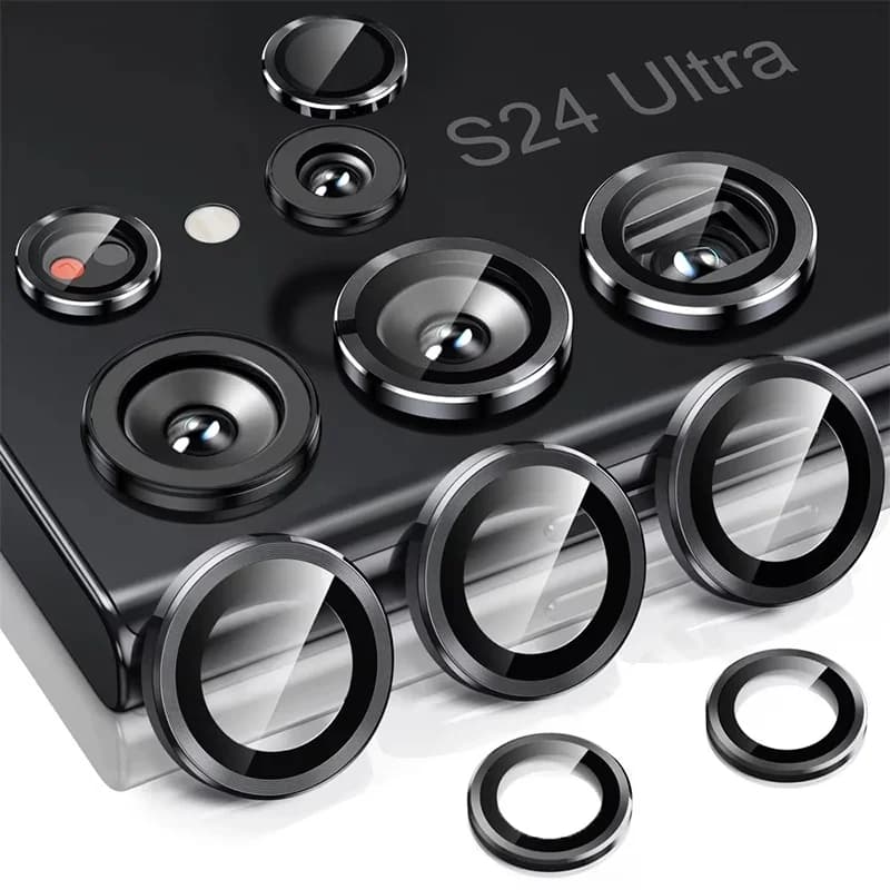 Vetro temperato per fotocamera per Samsung Galaxy S24 S23 Ultra Plus FE, protezione in metallo per obiettivo, copertura in vetro temperato, protezioni per lenti