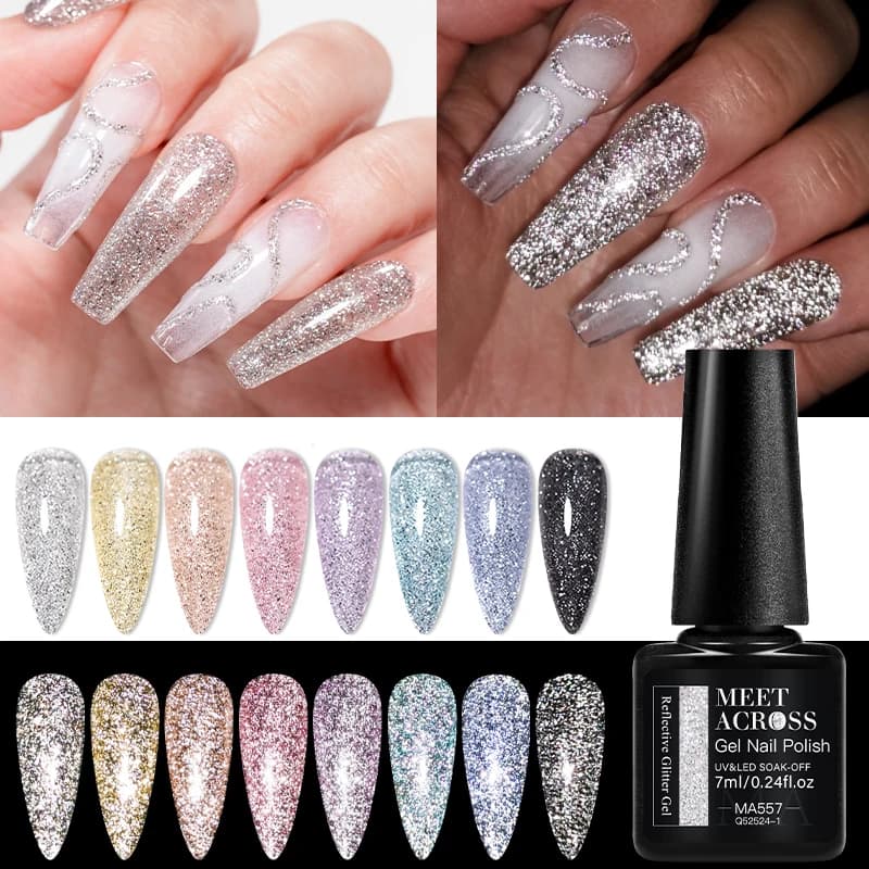 Gel Nail Polish Reflective Disc 7ml, UV Holographic Glitter, Long Lifetime, Perfect for Manicure Fai-da- ♪