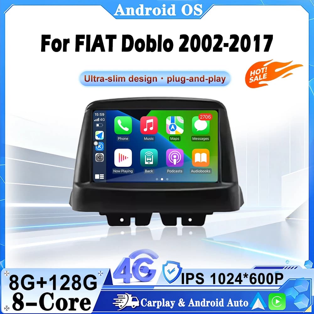 7 "Per FIAT Doblo 2002-2017 DSP HD Schermo Android16 Auto Car Radio Video Stereo Lettore di Navigazione GPS Multimediale Carplay strumenti