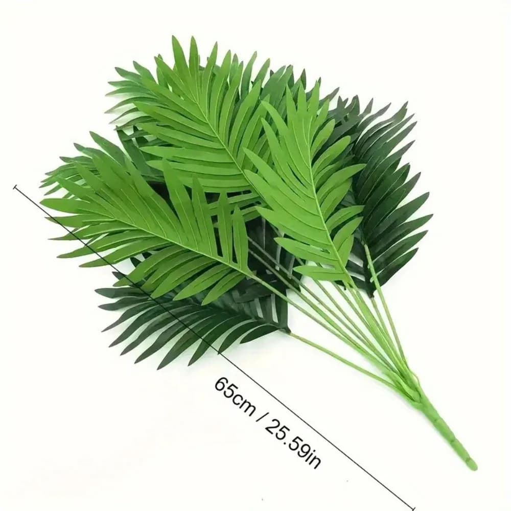 C5 12 Leaves 65cm Faux Palm Leaf Yard Home Decor Tropical Simulated Green Plants Plastic Artificial Palm Tree Faux Plant Garden