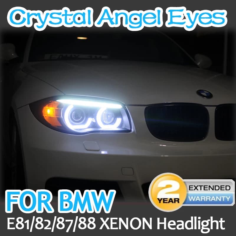 Per BMW serie 1 E81 E82 E87 E88 XENON Light Retrofit DTM M4 Style LED Crystal Angel Eyes rings Kit