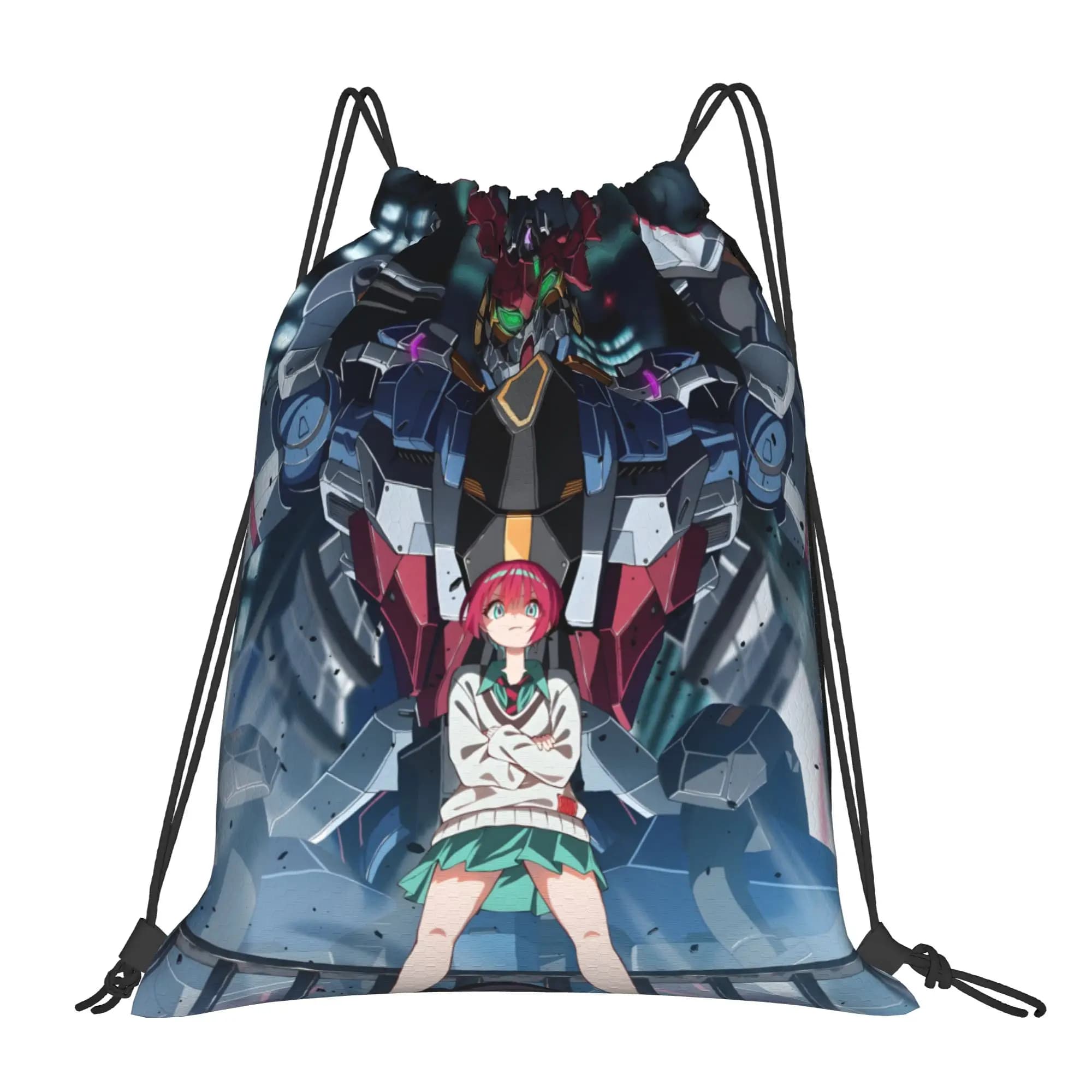 1 pz. Borsa con coulisse Gundam GQuuuuuuX MACHU Anime, Zaino portaoggetti da escursionismo, Borsa porta scarpe per la scuola