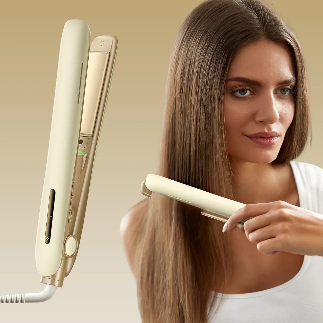 Hair plate and curler 2 in 1, professional curler iron, negative ions, fast heating, iron