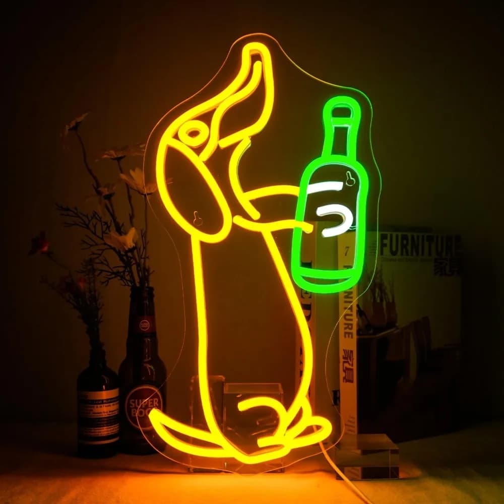 Bassotto Insegna al neon Birra Insegna al neon per camera da letto Bar Negozio di animali Man Cave Dog Decorazione per feste a tema Regalo per gli amanti dei cani USB dimmerabile