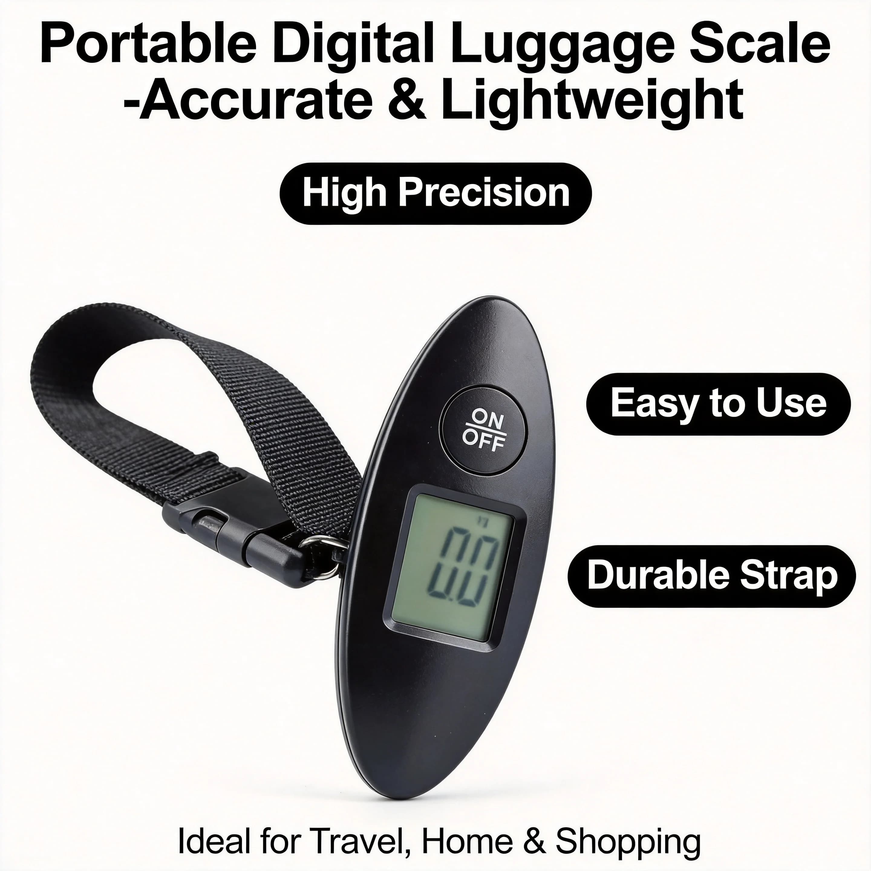 Bilancia per bagagli da 40 kg – Bilancia digitale portatile ad alta precisione, bilancia da viaggio con graduazione da 100 g e cinghia in tessuto
