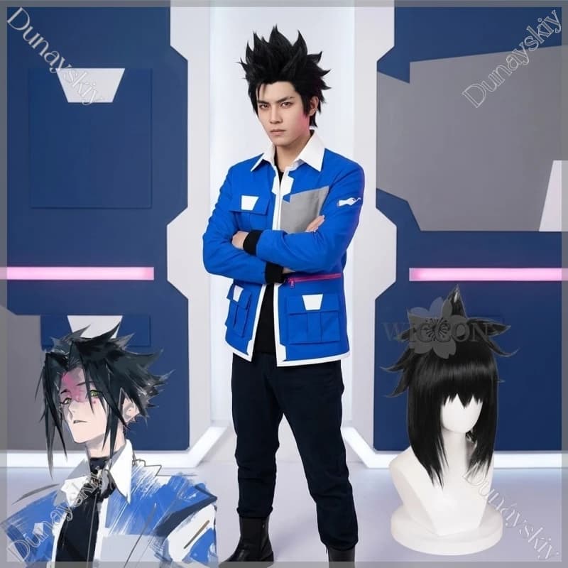 Blue Color Block Cargo Jacket Cosplay Coat Cosplay Anime Punk Cartoon Edgerunnernerss 2 Costume Black Wigs Halloween Christmas