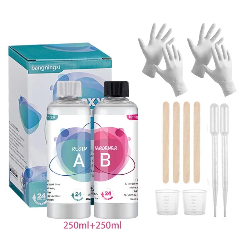 1:1 Epoxy Resin AB Glue Kit Crystal Clear Yellowing Resistant Bubble Free DIY Drip Glue Craft Material Pack