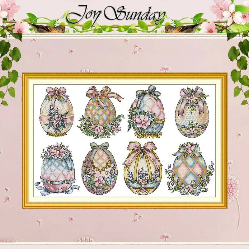 Easter-decorated Eggs Patterns Counted Cross Stitch Set DIY 11CT 14CT 16CT HD Stamped DMC Cross-stitch Kit Embroidery Needlework