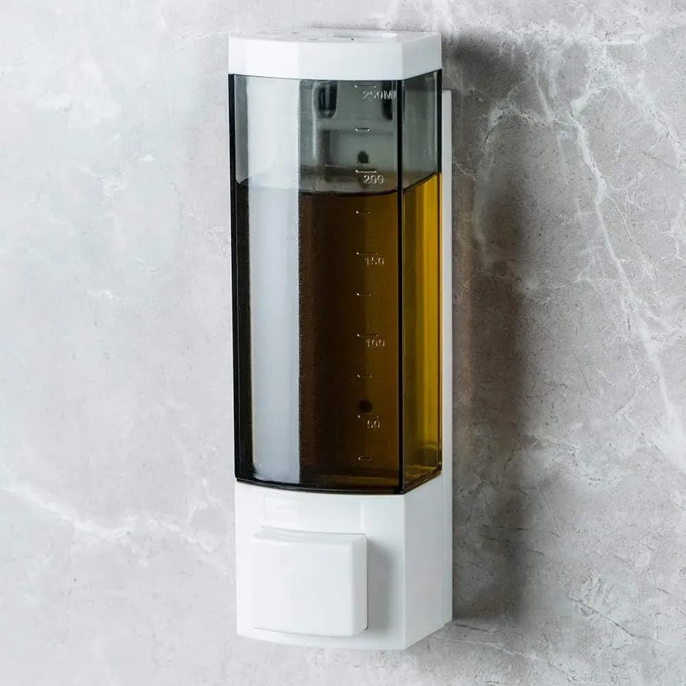 Dispenser di Sapone Liquido da 250ml per Cucina e Bagno, Montaggio a Parete con Adesivo o Viti