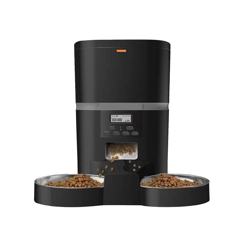 Distributore Automatico di Cibo per Animali Domestici Nuovo Stile Ciotola in Acciaio Inox Ecologica con Alimentazione a Batteria per Cani e Gatti