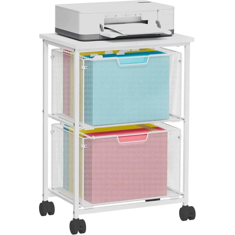 Classificatore Mobile Formato Letter/Legal, Carrello Portadocumenti con 2 Cassetti per Ufficio e Casa, Organizzatore per Cartelle Sospese