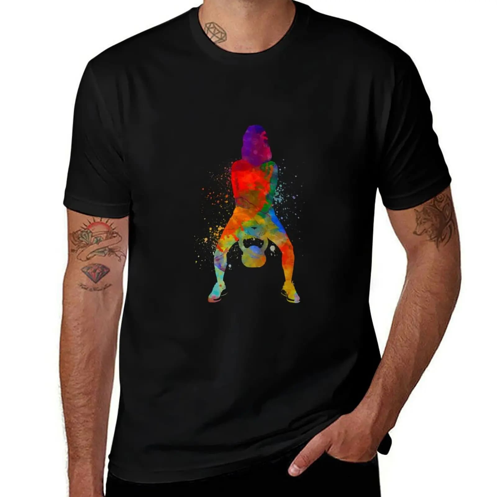 Women's T-shirt for Crossfit Training: Fitness exercise with kettlebell during strength training
