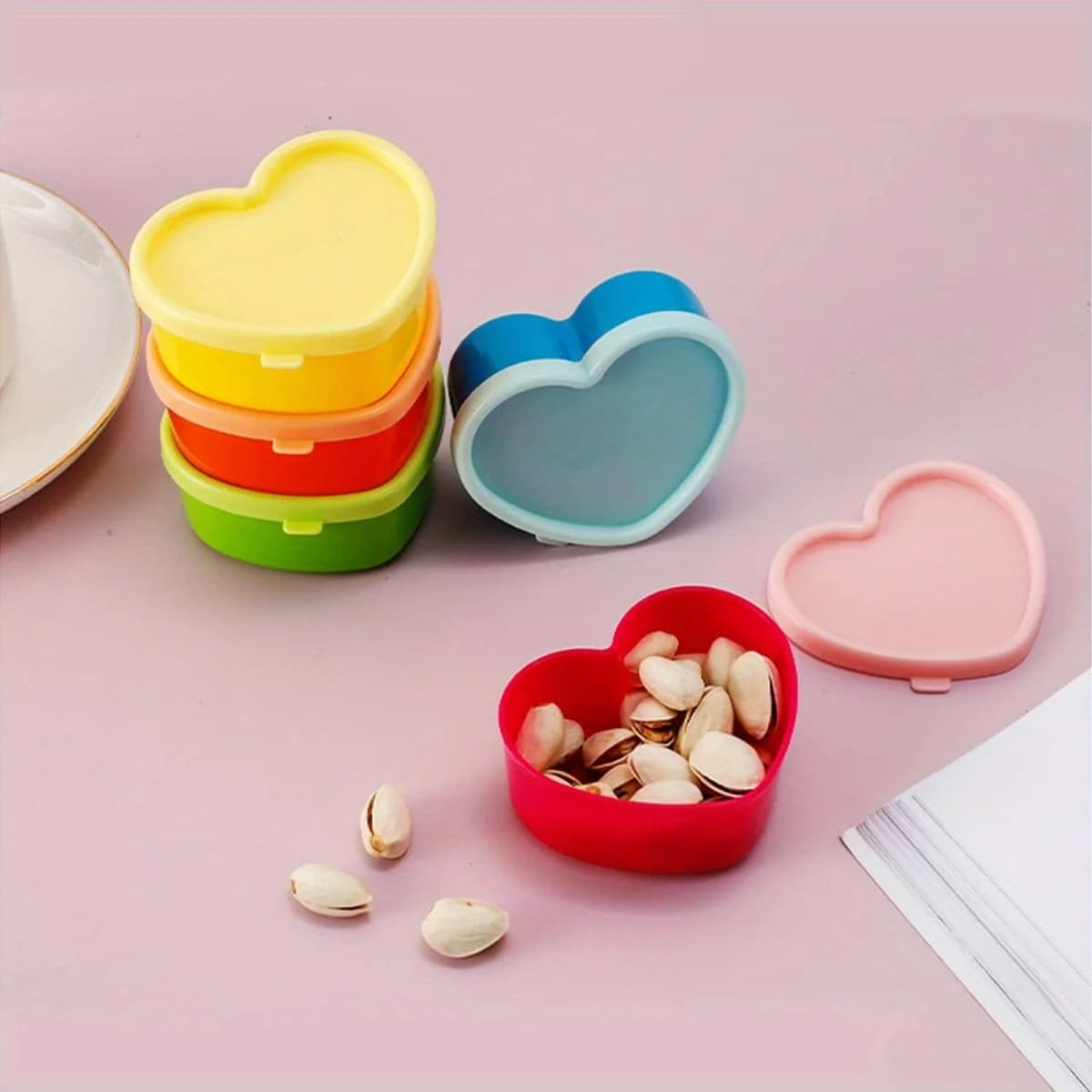 Set di 5 Mini Contenitori per Condimenti con Coperchi, Riutilizzabili per Salse, Marmellate, Snack, Portatili per Cucina