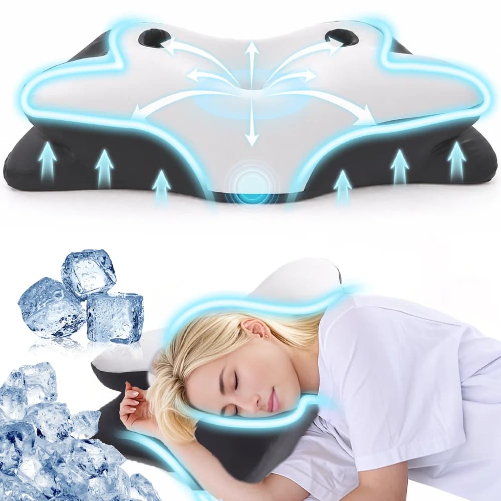 Cuscino per chi dorme sul fianco, cuscino in memory foam con foro per l'orecchio per alleviare il dolore all'orecchio, cuscino cervicale di supporto per il collo con rivestimento rinfrescante
