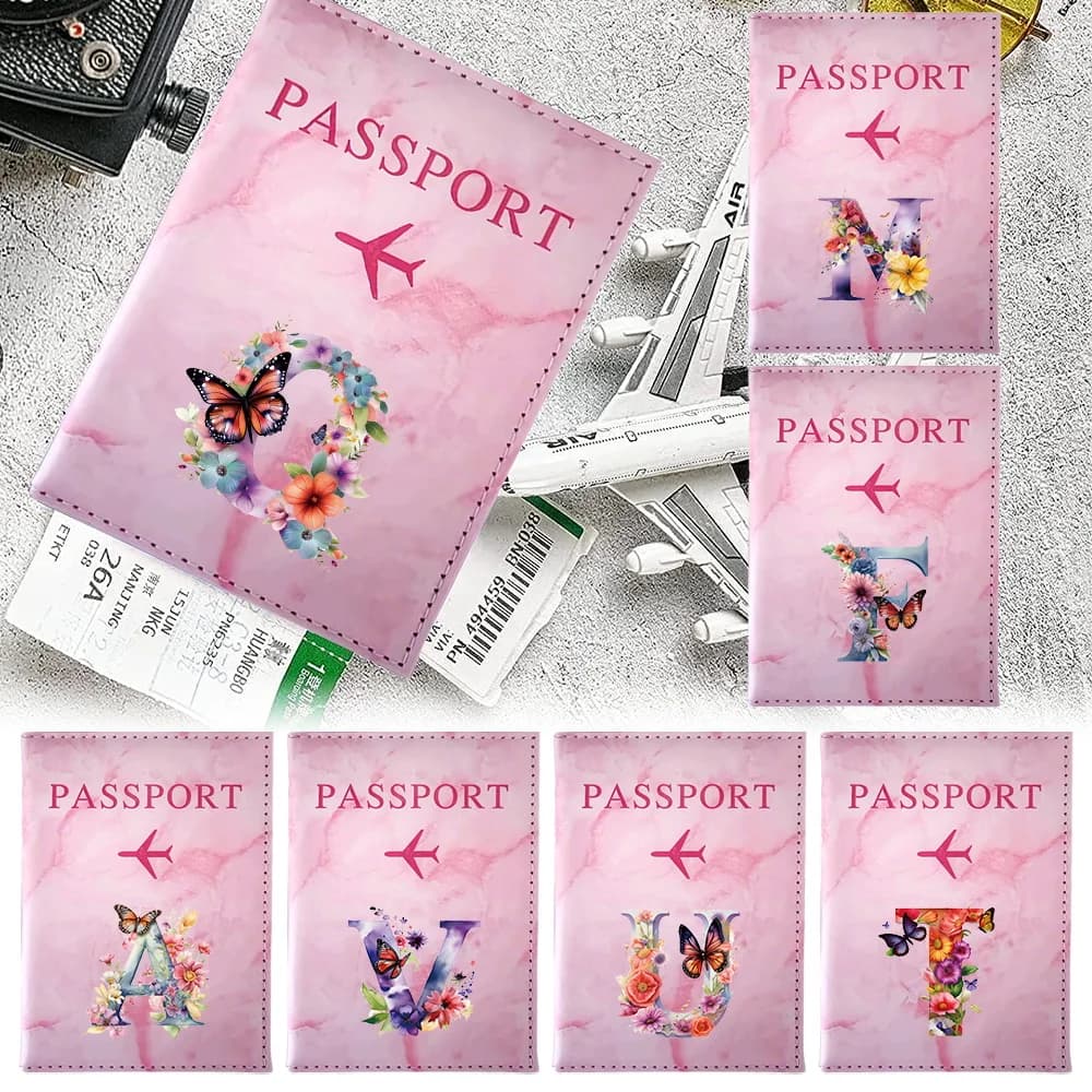 Custodia per Passaporto e Biglietti Aerei Serie Farfalla Lettering - Porta Passaporto alla Moda Multifunzione Essenziale per i Viaggi