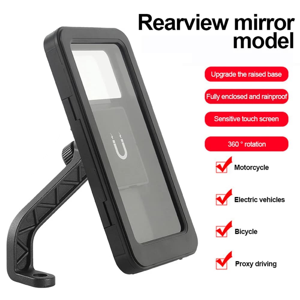 Supporto per telefono cellulare per bici da moto Supporto per cellulare con specchietto retrovisore per touch screen regolabile girevole GPS per bicicletta