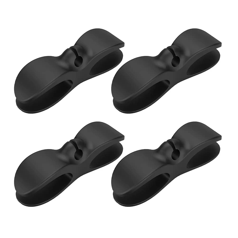 Organizzatore di cavi da 4 pezzi, fermacavi in silicone TPU con forte adesivo, clip per la gestione dei cavi in cucina, camera da letto, ufficio