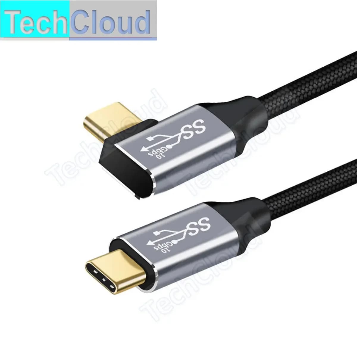 100W USB C to C Cable 90 Degree angle 10Gbps Type-c Cable aluminium alloy shell For Smartphones, tablets, handheld video games