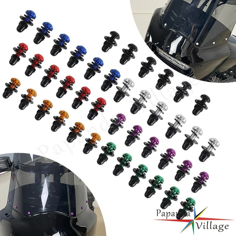 Per Harley Road King Sport Glide Low Rider MEM7411/7421/7441/7451 Moto Carenatura In Alluminio Parabrezza Cowl Montaggio Bulloni Viti
