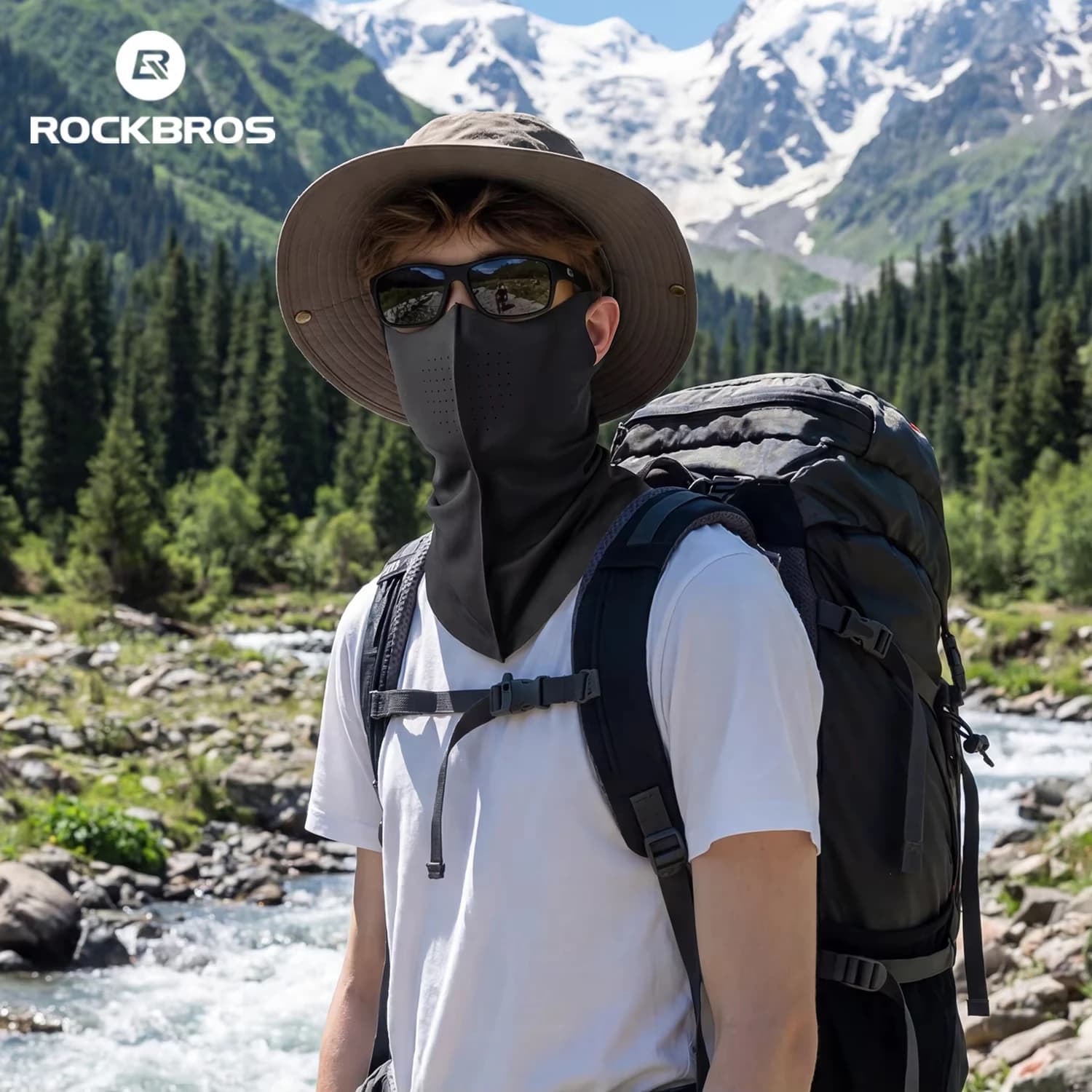 ROCKBROS Unisex UV Protection Face Scarf Outdoor Cycling Breathable Adjustable Bib Ice Silk Mask Face Cover Neck Wrap Cover