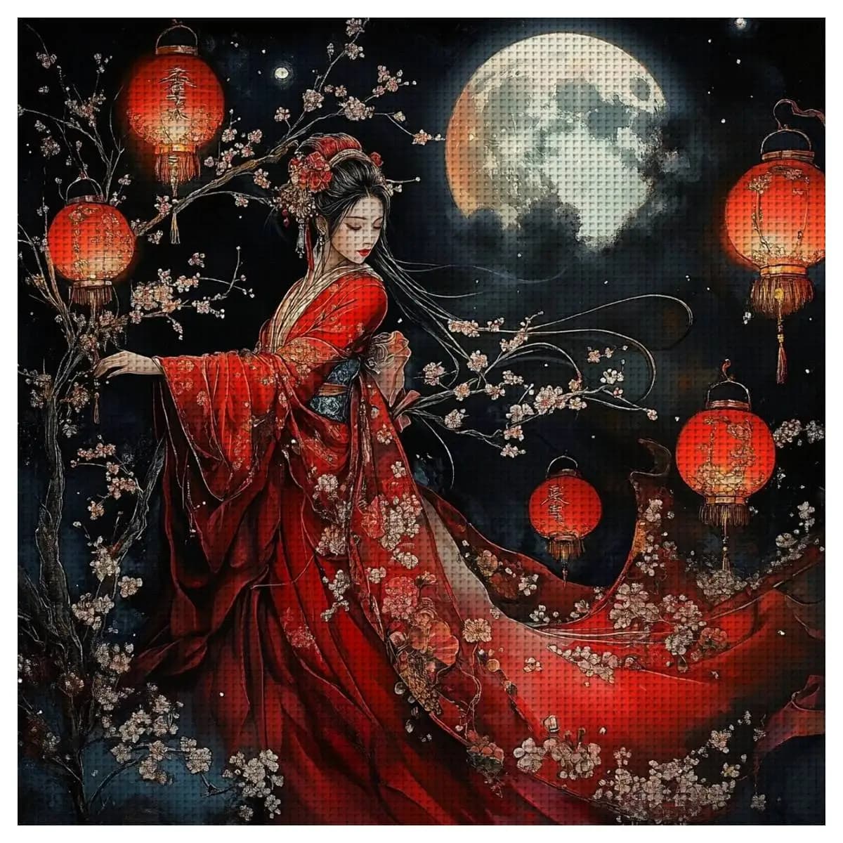 1pc 40X40CM/15.74inch girl stamped cross stitch kit DIY kit 11CT/14CT DIY Embroidered set DIY Cross-Stitch Set Eco-cotton Thread