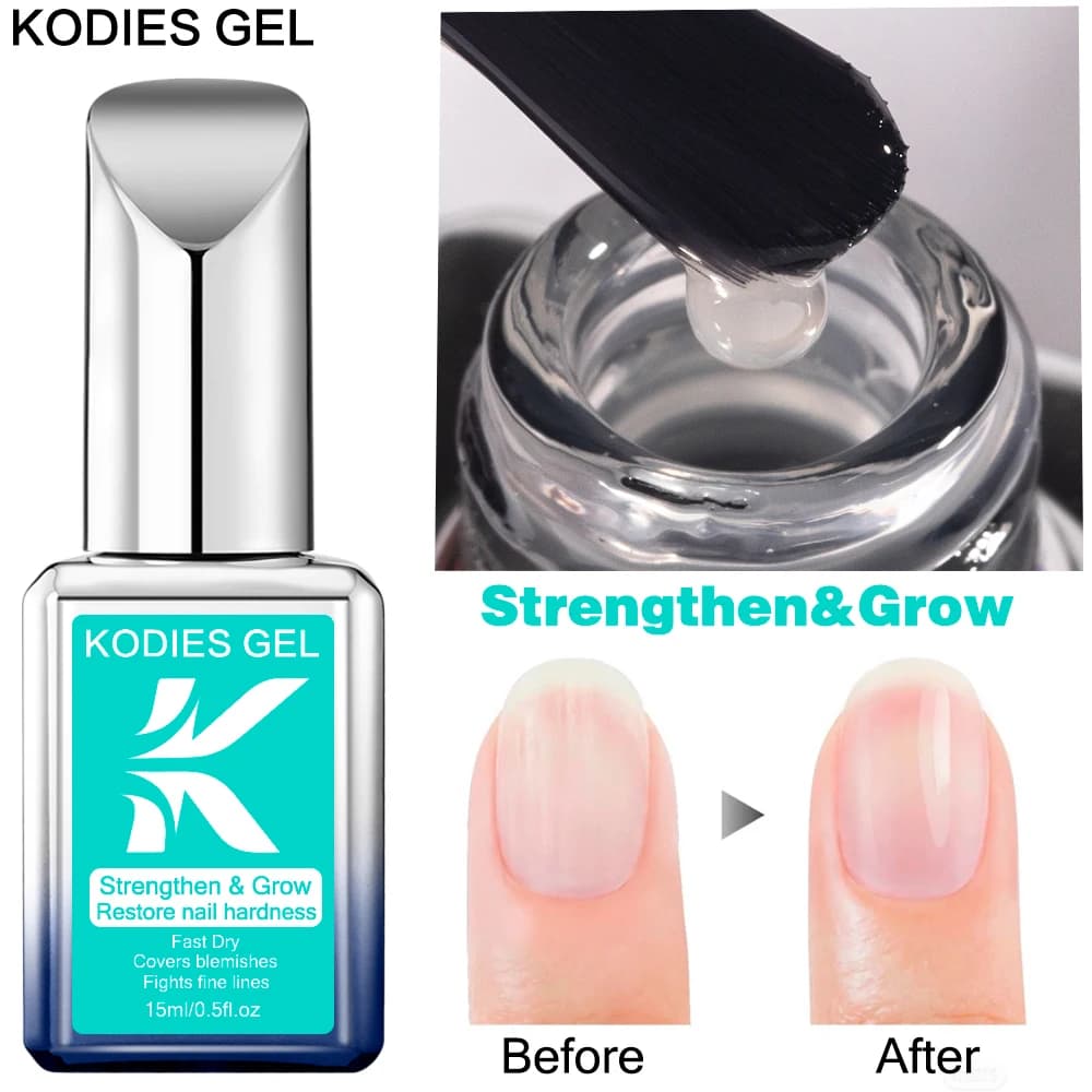 KODIES GEL Rinforzo per unghie Super Shine Smalto per unghie Liquido per la crescita Asciugatura rapida Finitura superiore Indurente per unghie per il trattamento del manicure