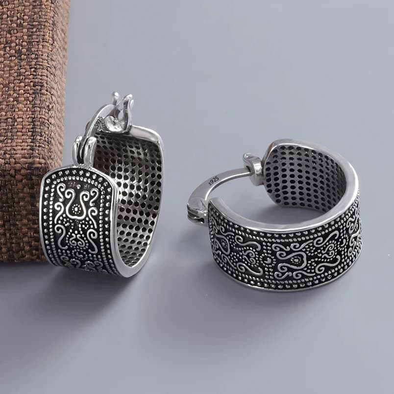 Sam Panda 925 Sterling Silver Earrings For Women Trendy Simple Retro Flower Earring Jewelry Prevent Allergy Party Accessories